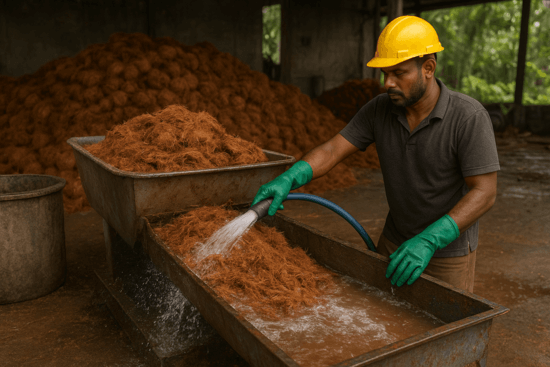 cocoking-process-Washing-of-Raw-Coco-Peat images
